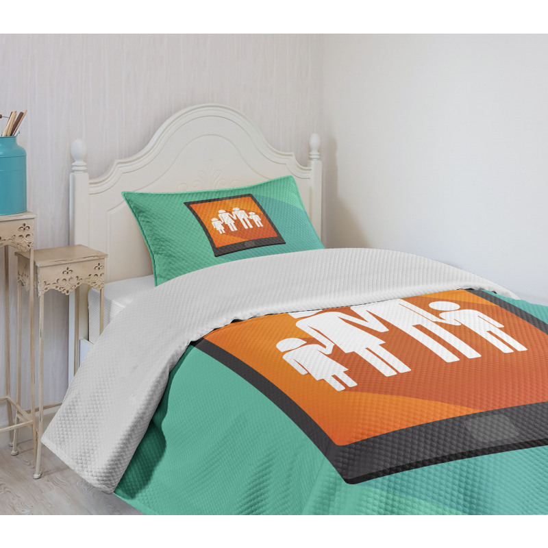 Cartoon Family Silhouette Bedspread Set