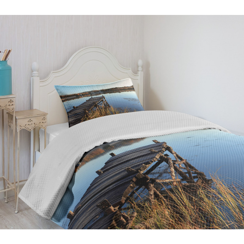 Tranquil Lake Idyllic Pier Bedspread Set