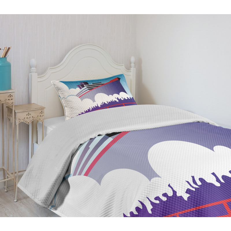 Large Ship with Harbor People Bedspread Set