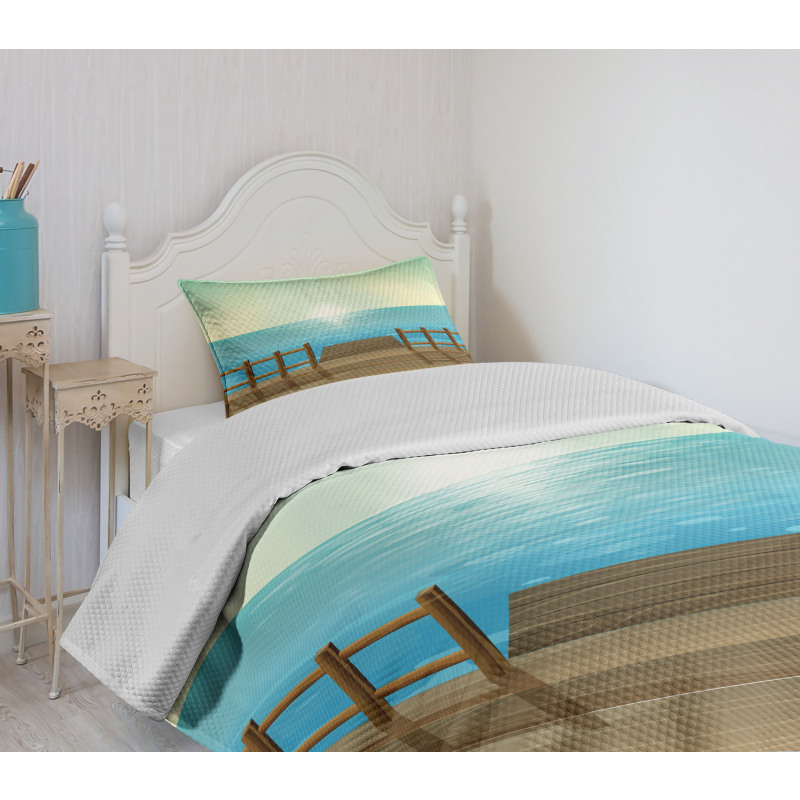 Doodle Landsape Port and Sea Bedspread Set