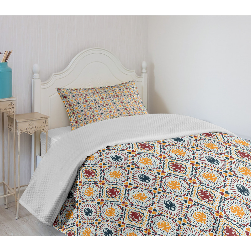 Chevrons Strips and Dots Print Bedspread Set