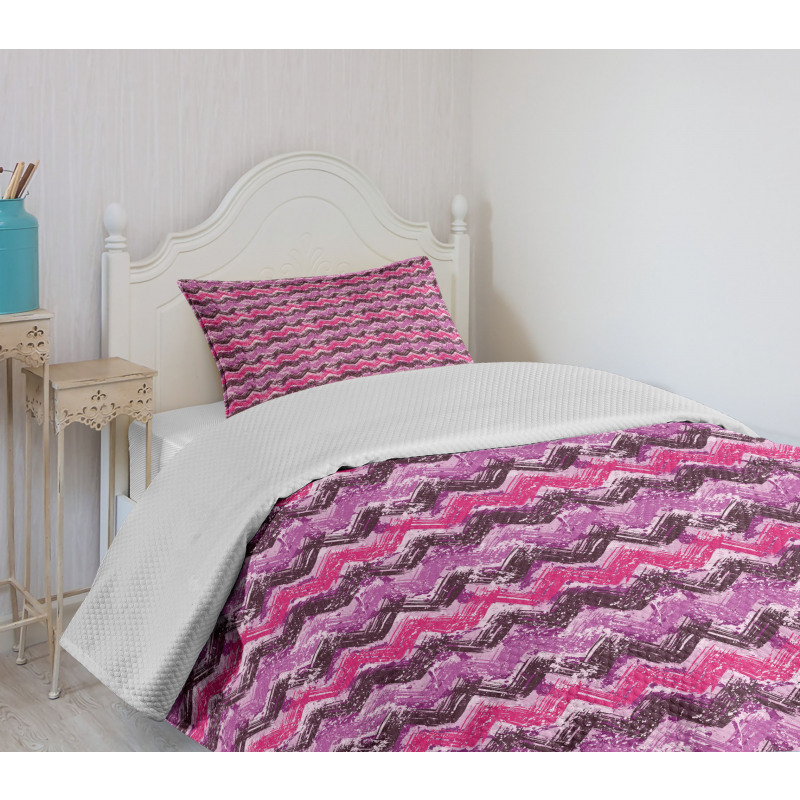 Chevron Splash Watercolor Bedspread Set