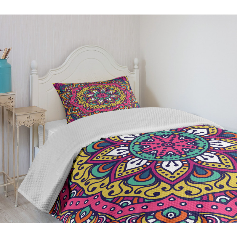 Colorful Floral Motif Bedspread Set