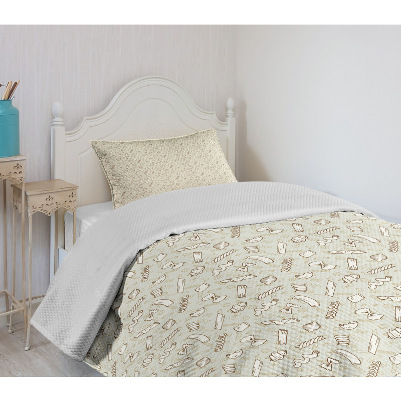 Italian Culture Pasta Pattern Bedspread Set