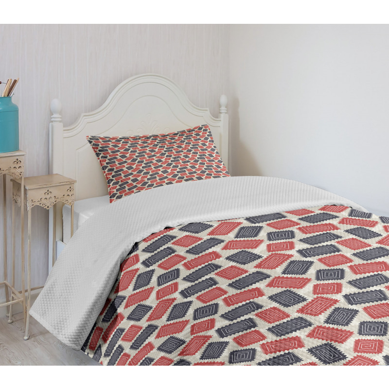 Spirals Jagged Rectangles Bedspread Set