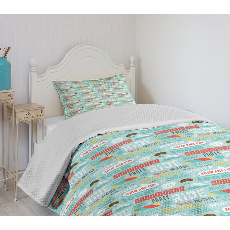 Cold Seasonal Concept Words Bedspread Set