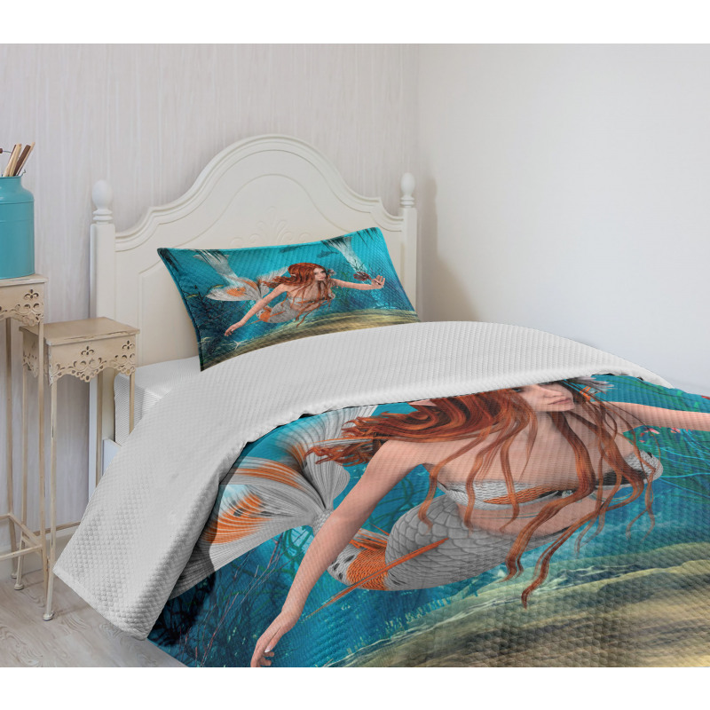 Magic Aqua Sea Lily Bedspread Set