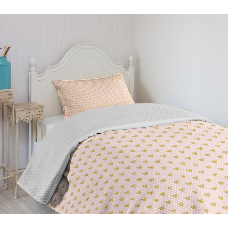Dainty Love Theme Abstract Bedspread Set