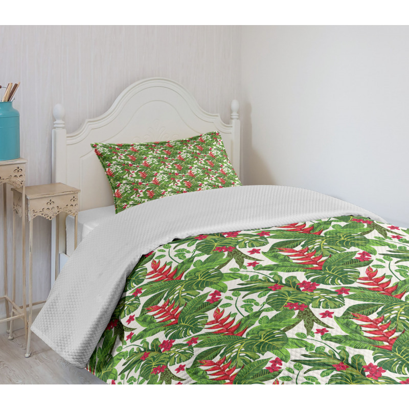 Exotic Hawaii Foliage Art Bedspread Set