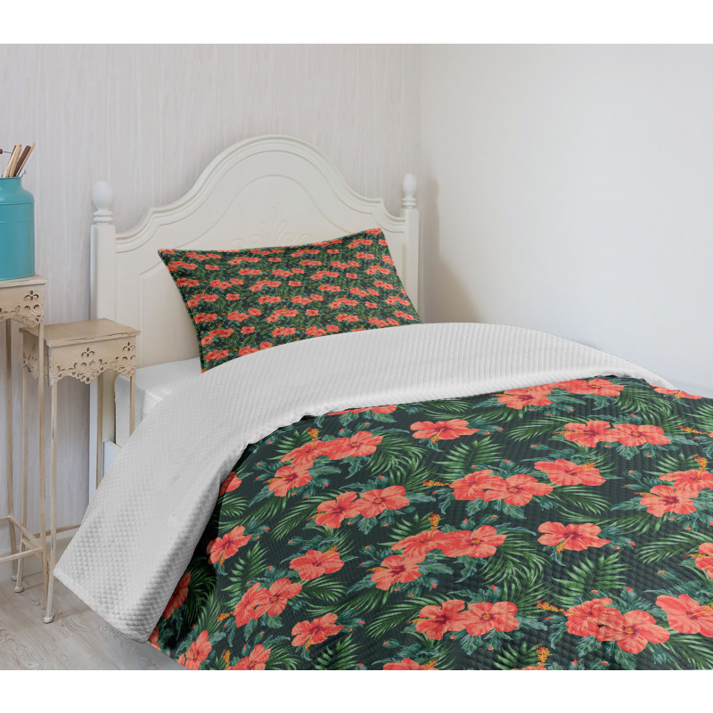 Exotic Hibiscus Luau Party Bedspread Set