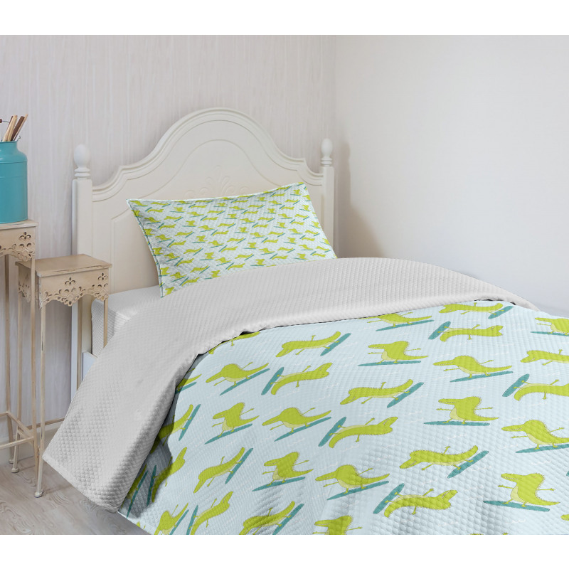 Surfing Happy Crocodile Bedspread Set