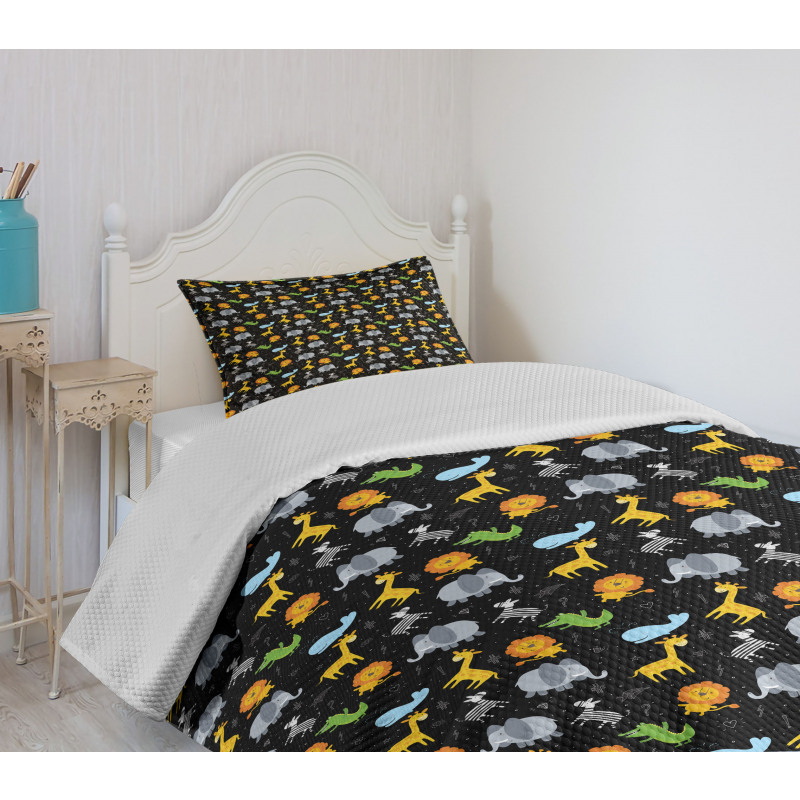 Lion Giraffe Whale Zebra Bedspread Set