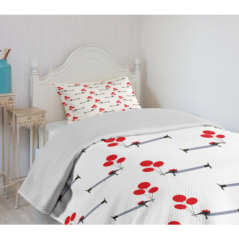 Parisian Dog and Balloons Bedspread Set