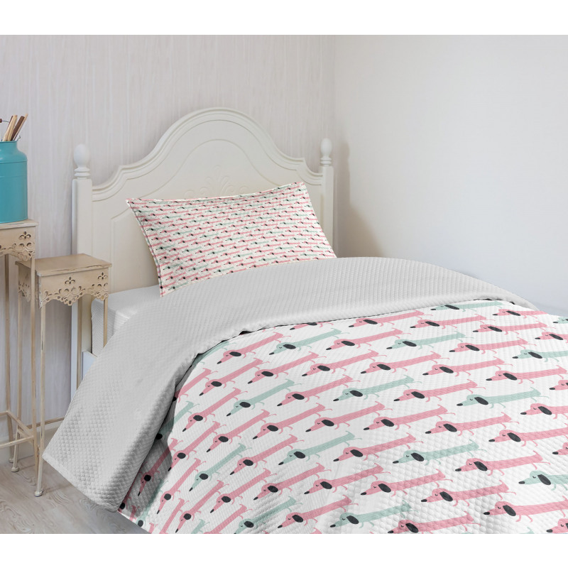 Funny Sausage Dogs Bedspread Set