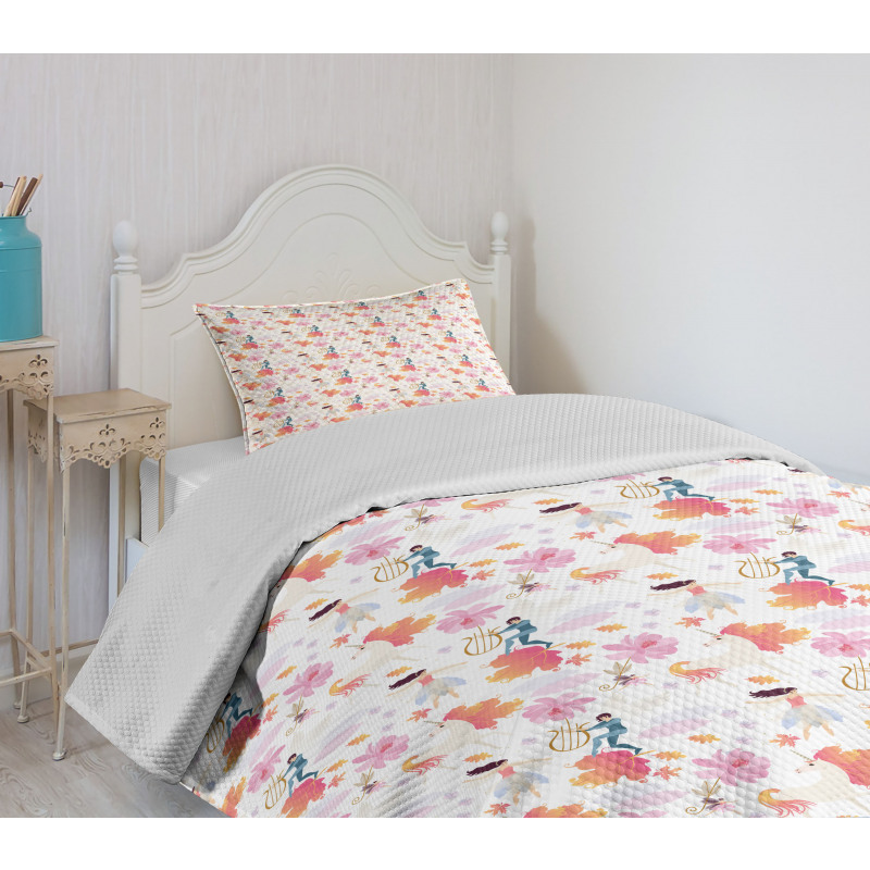 Unicorn Leaves Fairies Bedspread Set