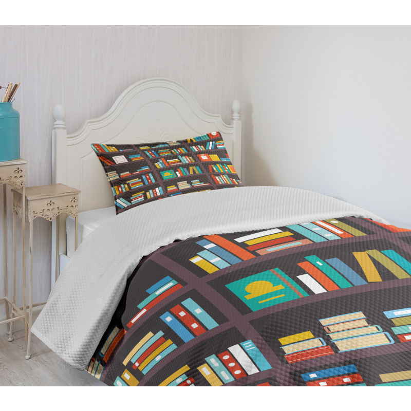 Cartoon Colorful Books Bedspread Set