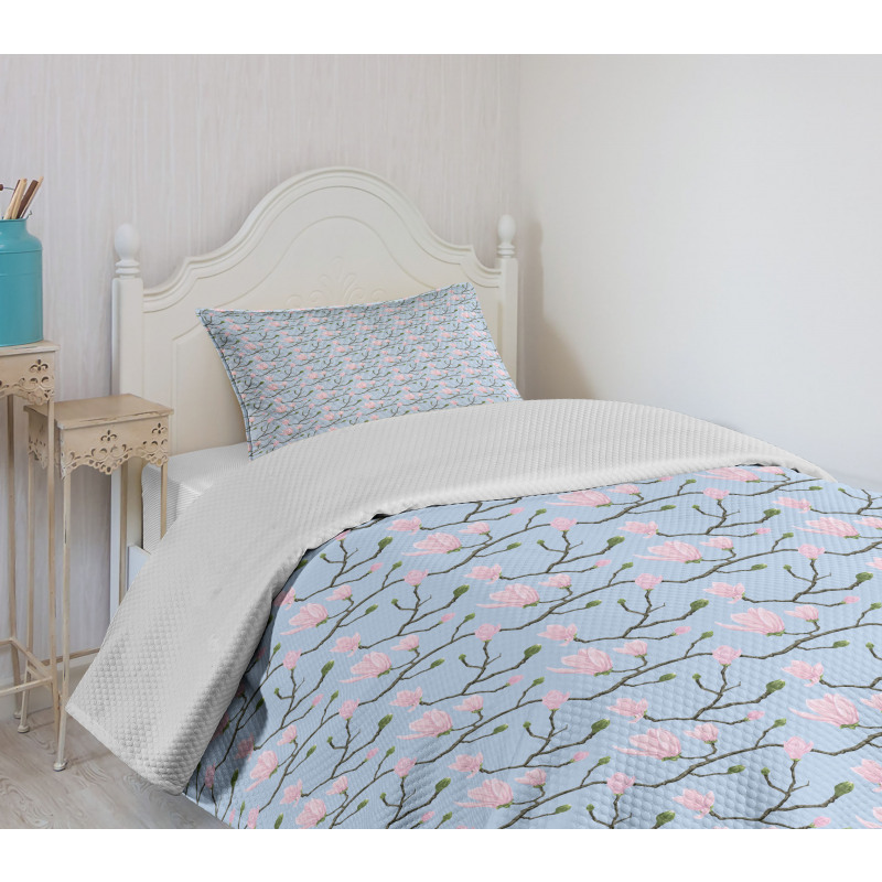 Flourishing Theme Leaf Bedspread Set