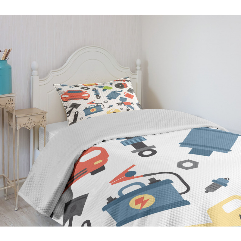 Car Repair Elements Bedspread Set