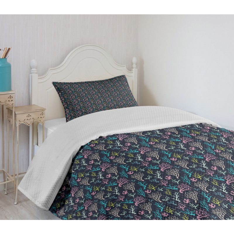 Colorful Coral Designs Bedspread Set