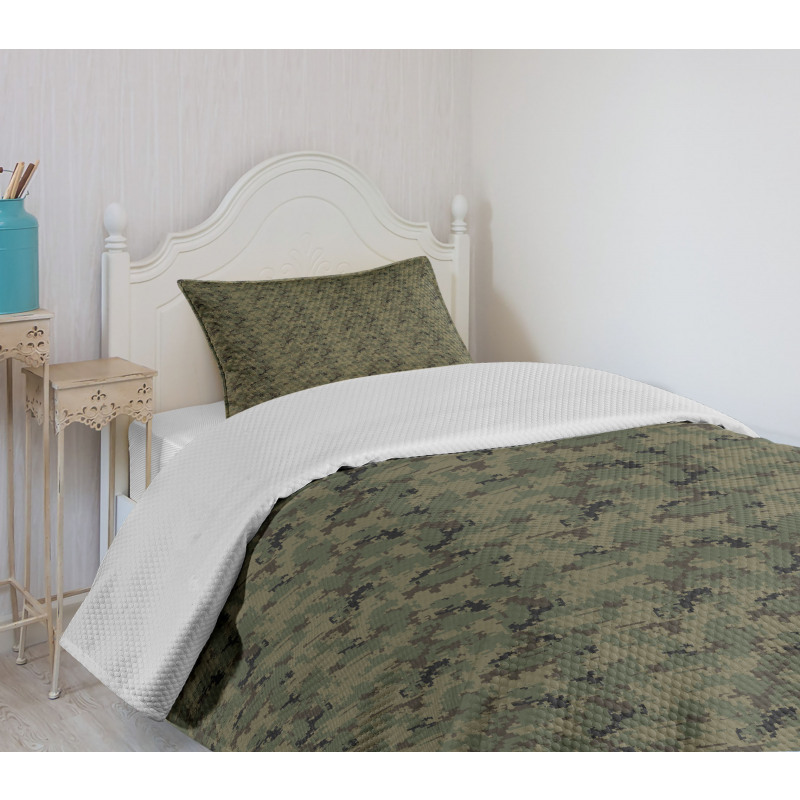 Digital Pixel Camo Bedspread Set