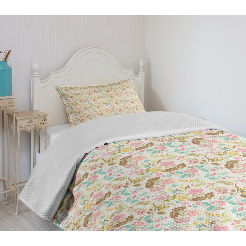 Nostalgic Pastel Botany Bedspread Set