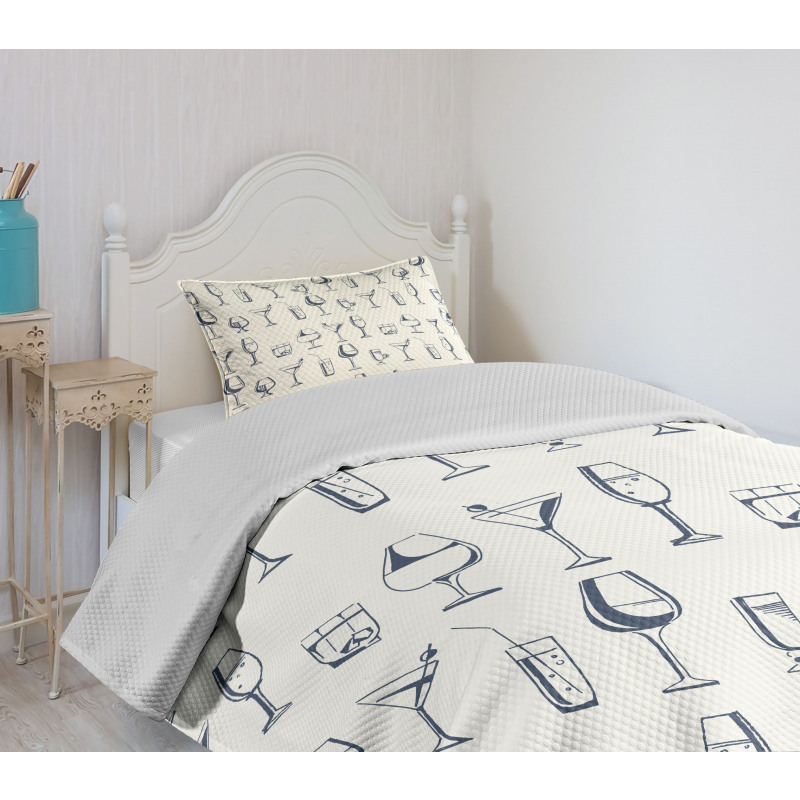 Alcohol Beverages Cocktails Bedspread Set