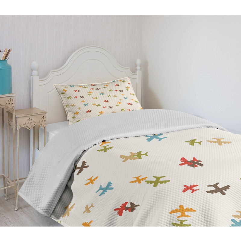 Minimal Colorful Planes Bedspread Set