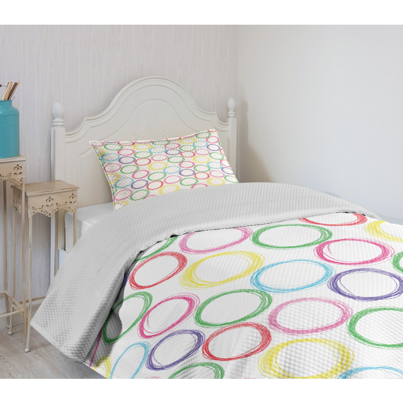 Childish Scribble Circles Bedspread Set