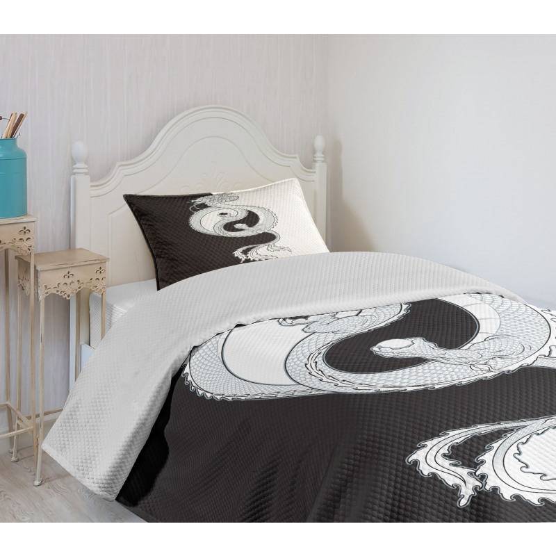 Dragon with Yin Yang Bedspread Set