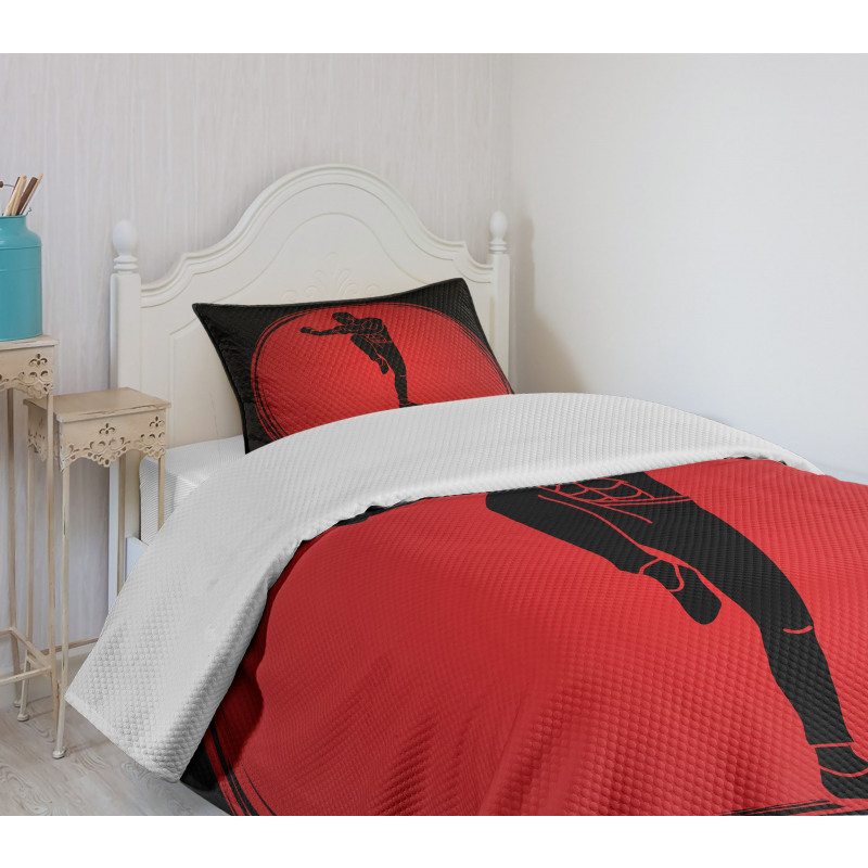 Man Silhouette Pose Round Bedspread Set