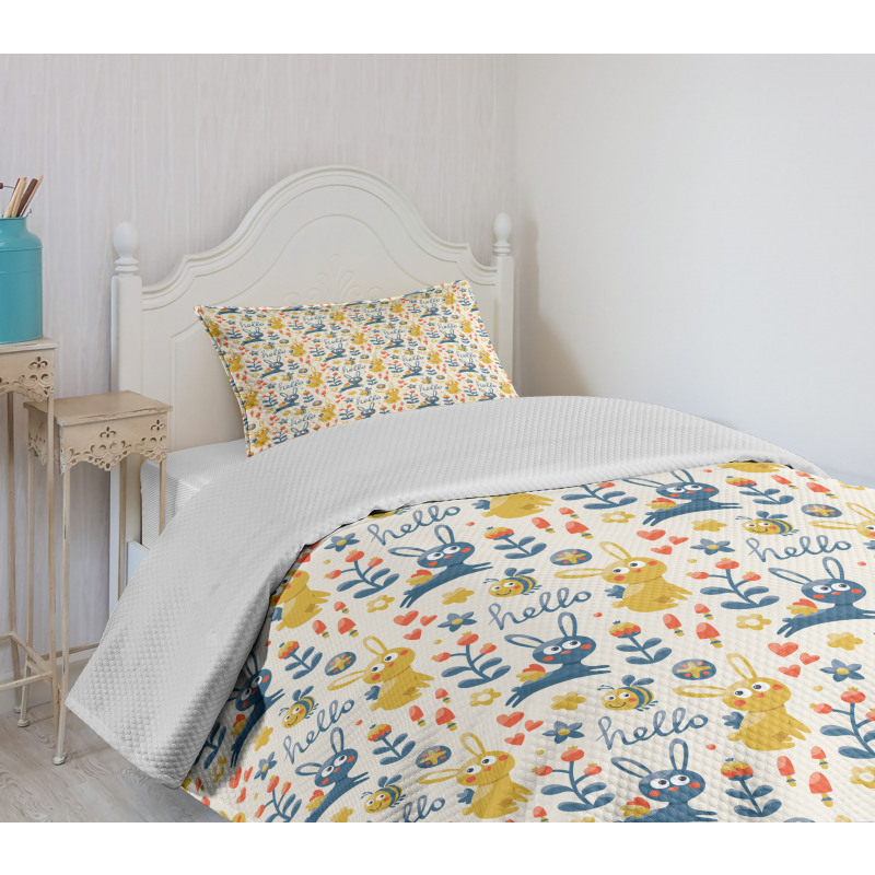 Bunny and Bee Hello Bedspread Set