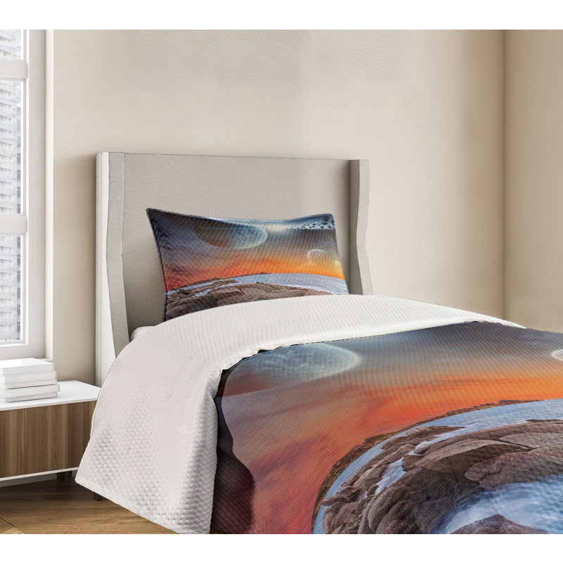 Planet Landscape View Bedspread Set