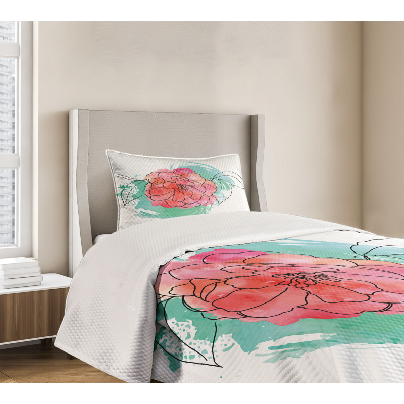 Camellia Grunge Art Bedspread Set