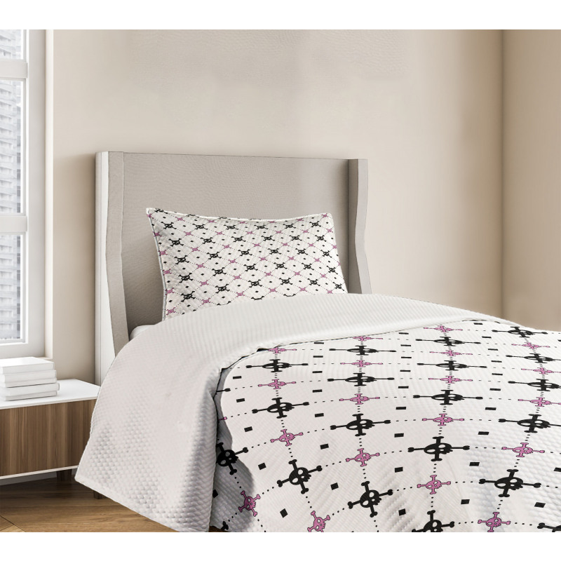 Black Girly Crossbones Bedspread Set