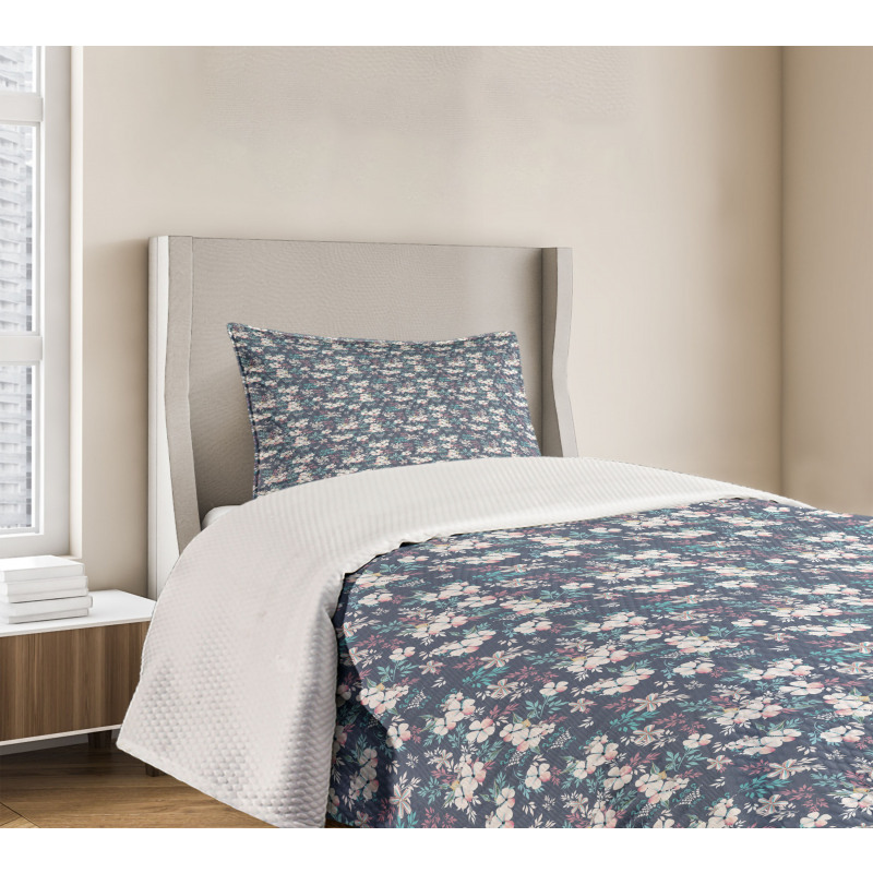 Soft Tones Neat Floral Art Bedspread Set