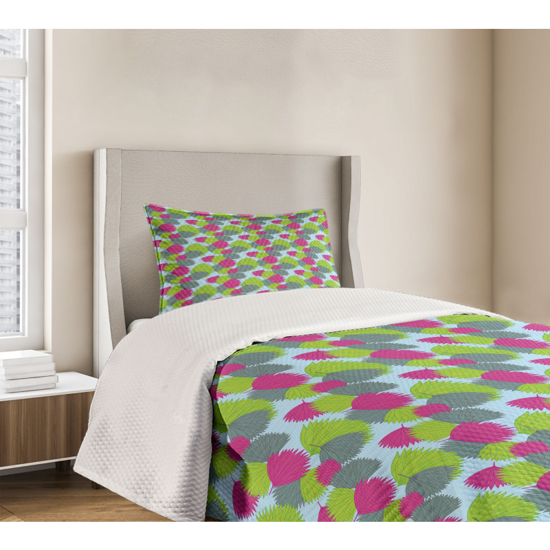 Tropic Plant Botany Leaves Bedspread Set