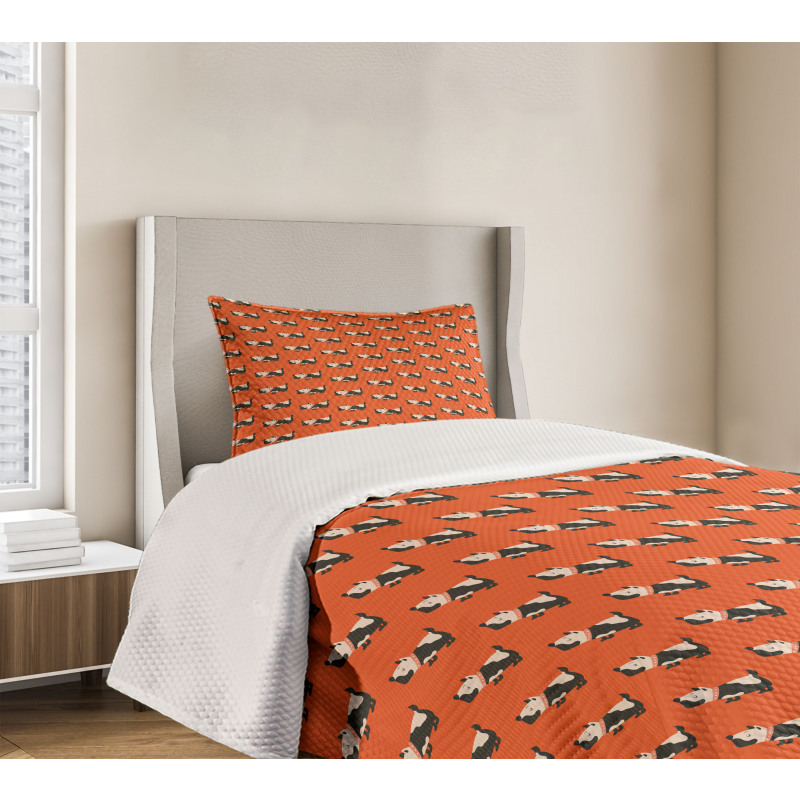 Cartoon Art Dog Pattern Bedspread Set