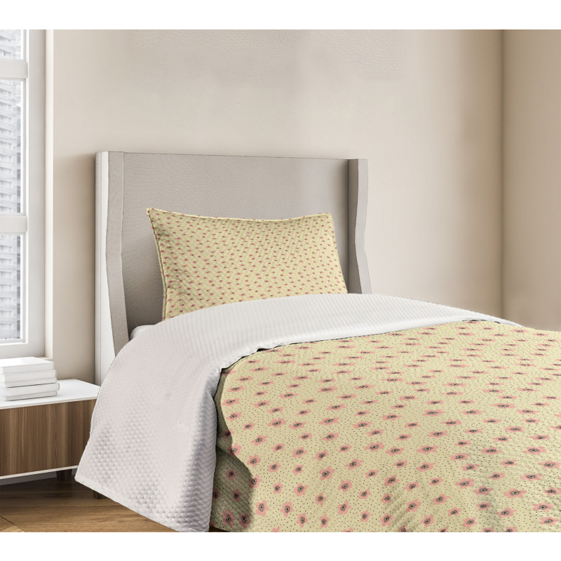 Irregular Dots and Flowers Bedspread Set