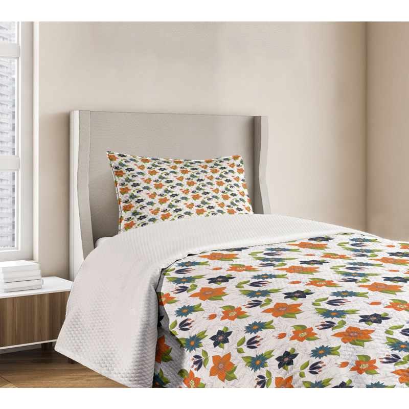 Abstract Flowers Leaves Bedspread Set