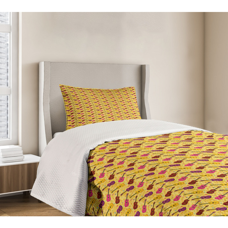 Musical Instrument and Notes Bedspread Set