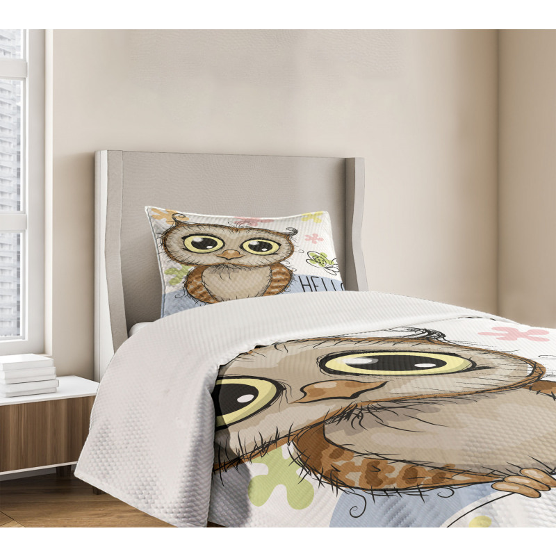 Cartoon Butterfly Hello Bedspread Set