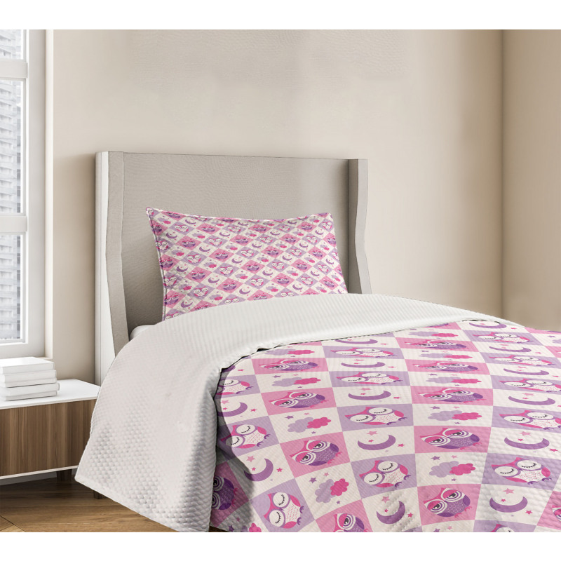 Sleeping Birds Moon Stars Bedspread Set