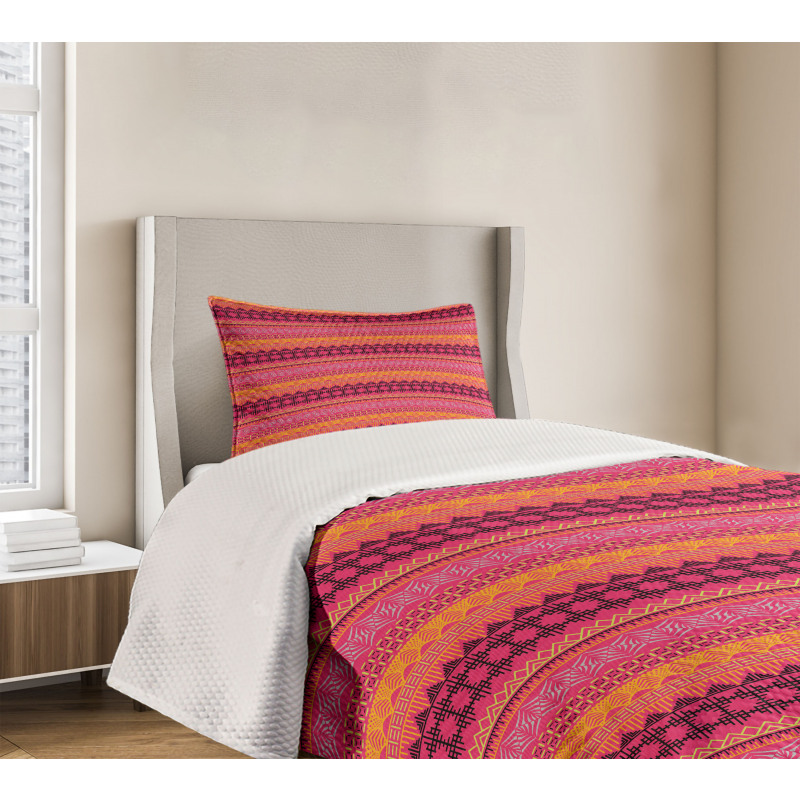 Abstract Tribal Style Motif Bedspread Set