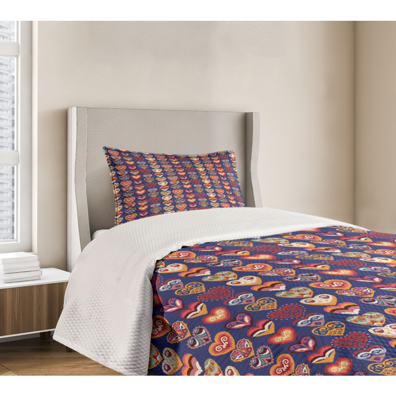 Colorful Hearts Art Bedspread Set