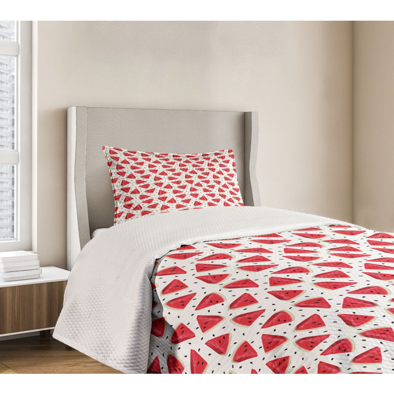 Realistic Drawn Slices Bedspread Set