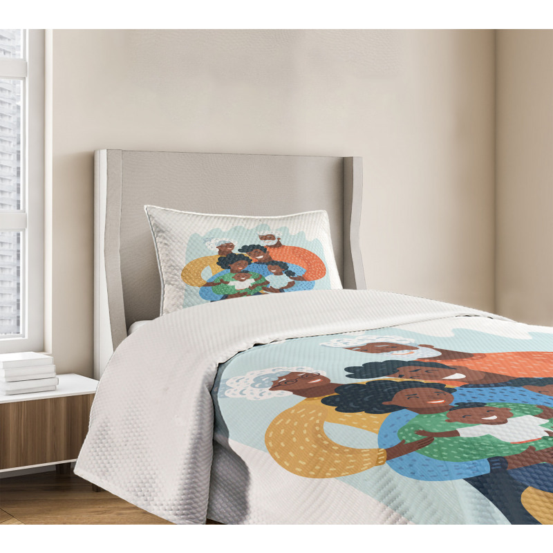 Happy Family Scene Bedspread Set