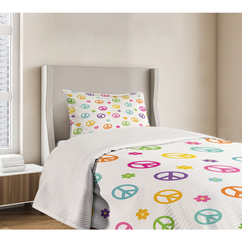 Old Peace Sign Bedspread Set