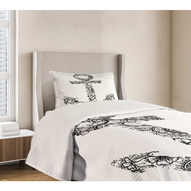 Anchor Shape Flower Bedspread Set