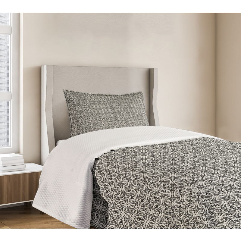 Monochrome Abstract Floral Bedspread Set