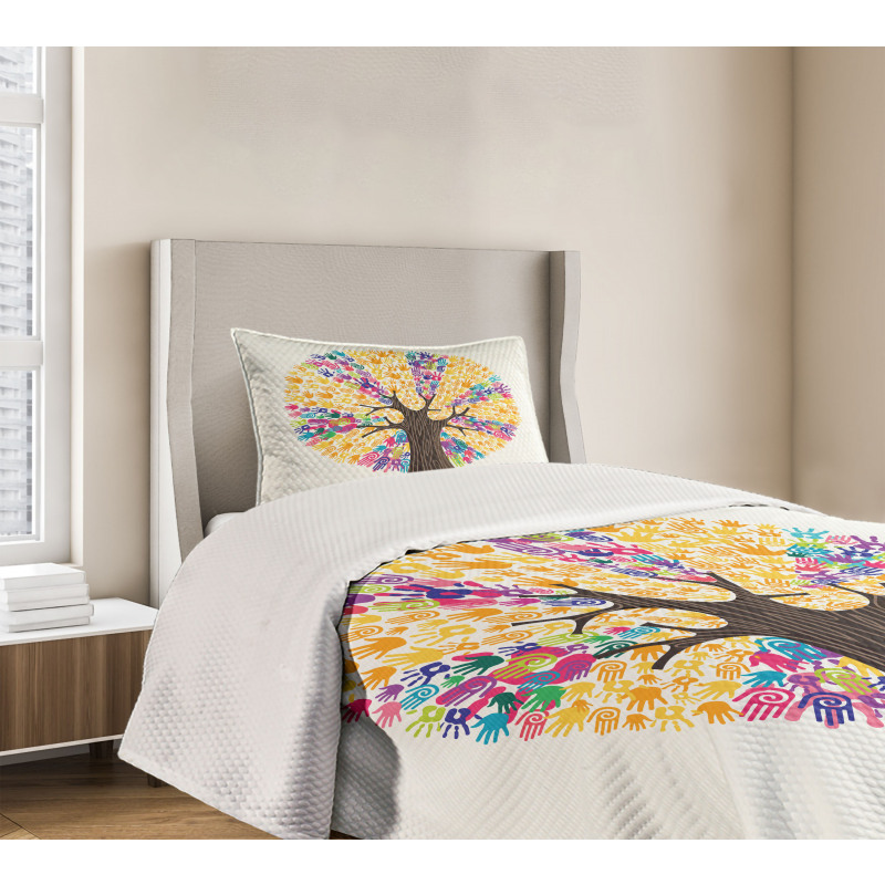 Hand Prints Solidarity Bedspread Set